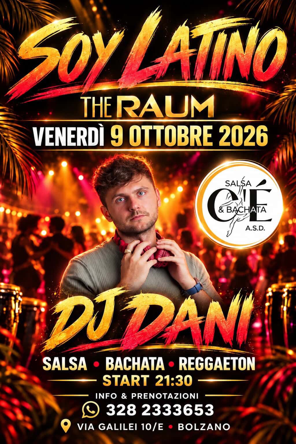 Flyer Soy Latino — The Raum, Bolzano